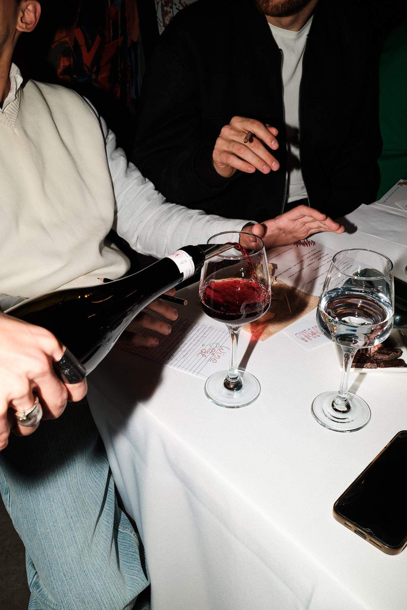Pouring red wine