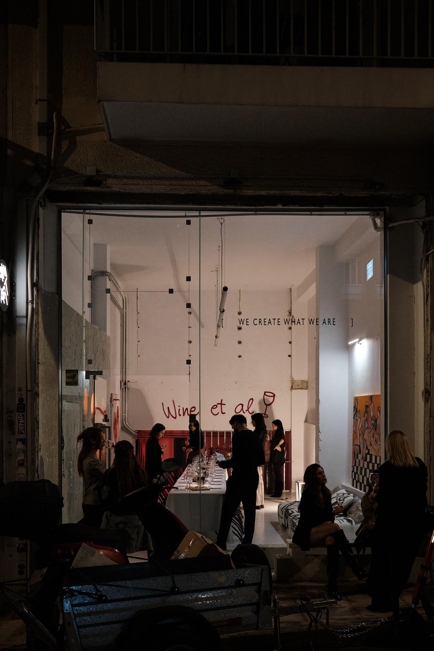 Wine et al. event venue at night