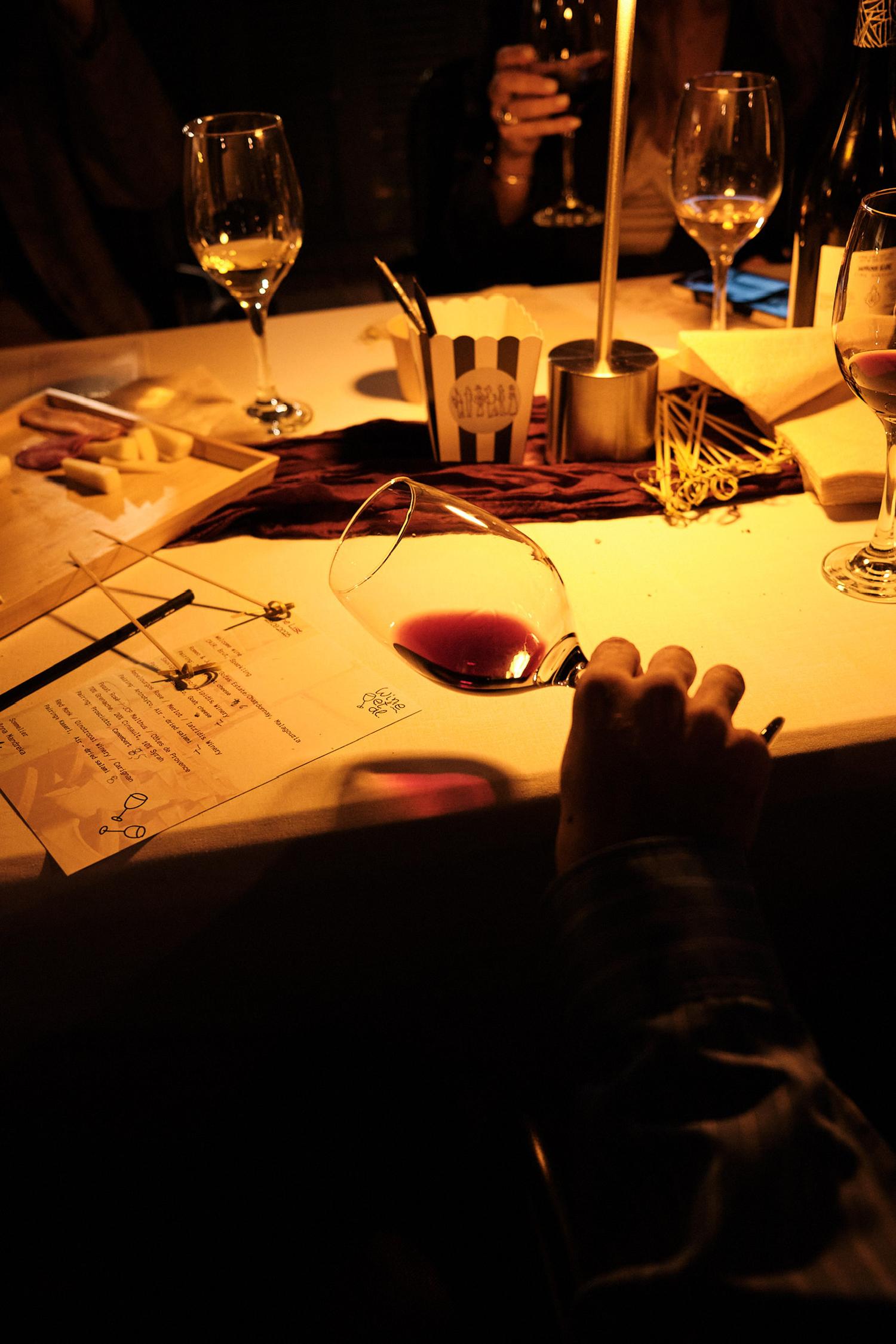 Swirling red wine
